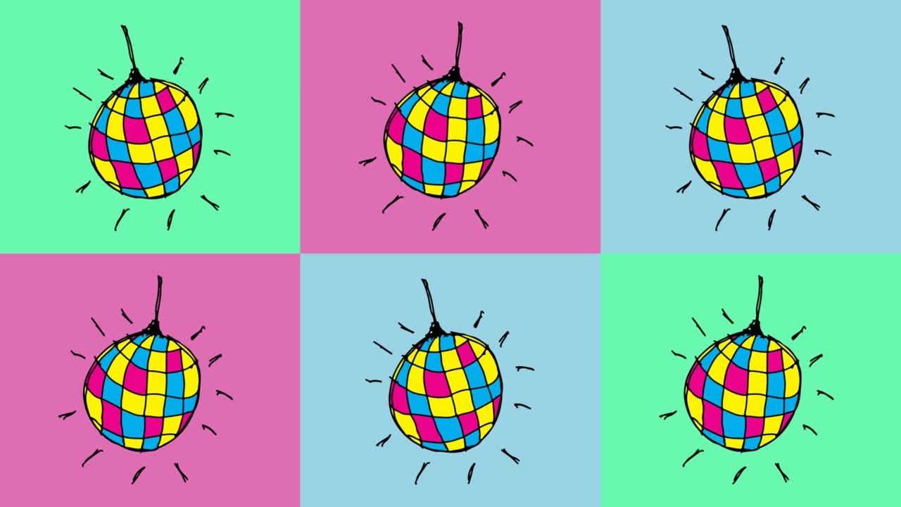 아이들이 디스코 조명 테마로 팝 아트 무결한 배경을 그리고 있습니다.