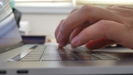 las manos de una mujer de negocios trabajando y escribiendo en una computadora portátil.