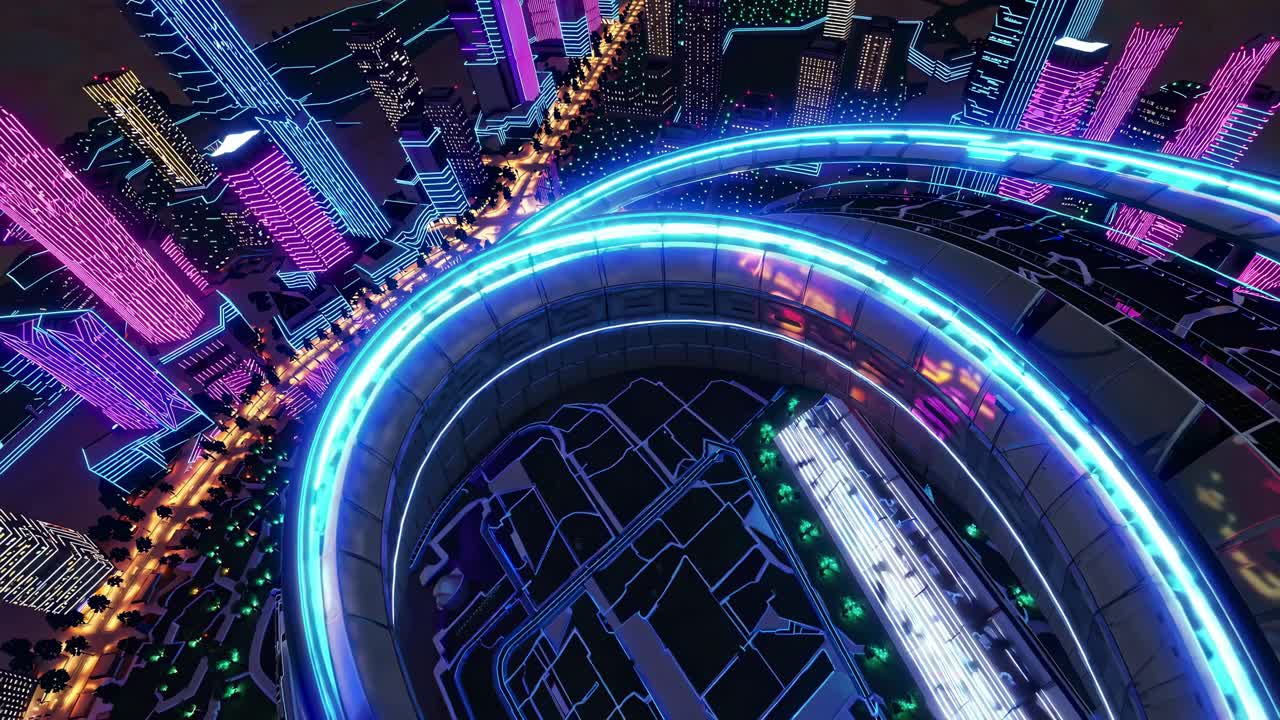 Futuristic Neon Cityscape at Night