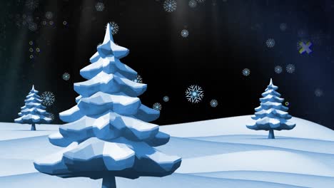 Animation-Des-Schneefalls-In-Einer-Digitalen-Winterlandschaft