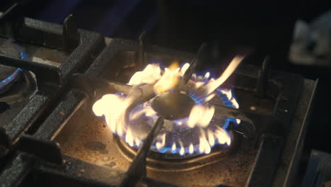 blue fire flame of gas stove