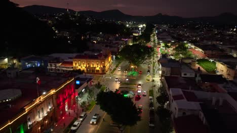 aerial view of a mexican city street at night