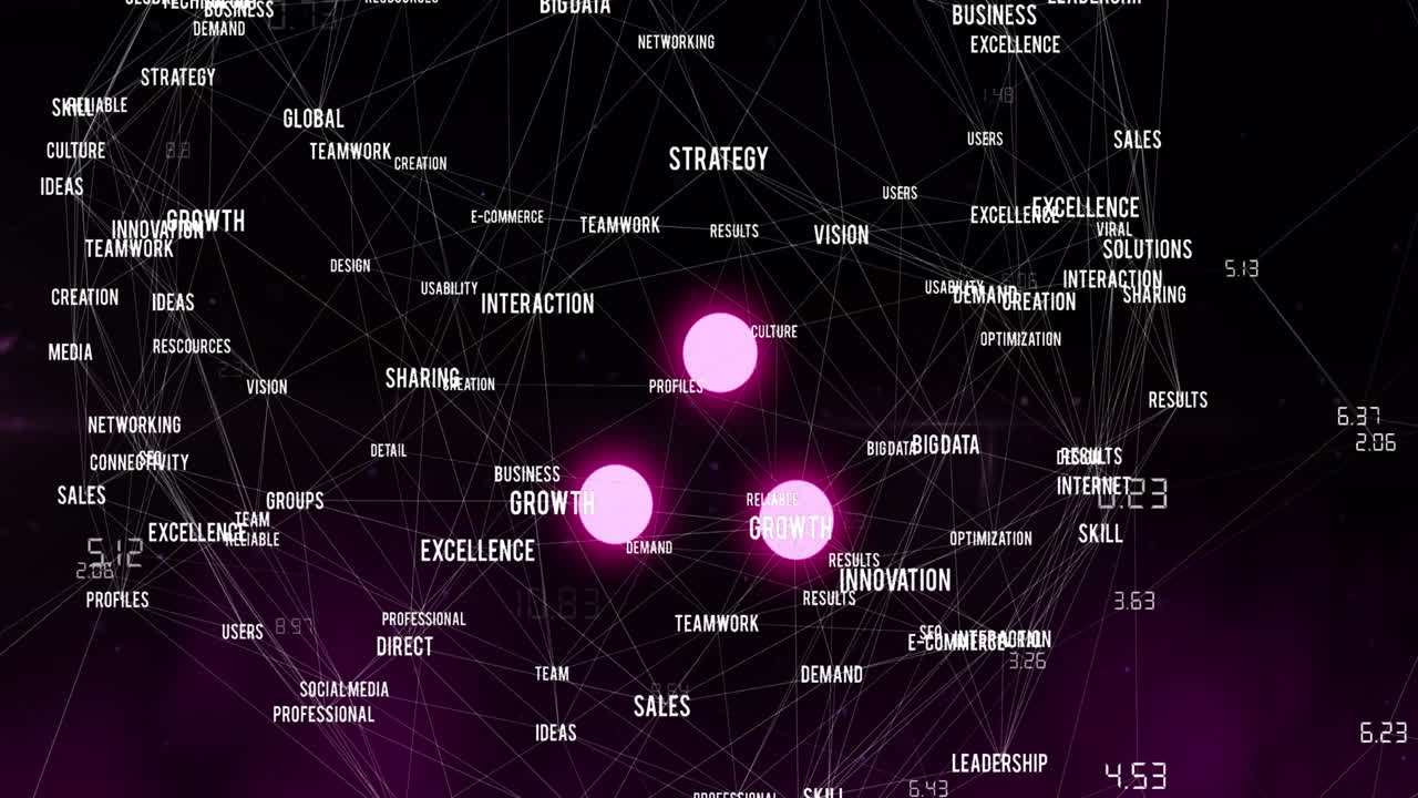 Animation of network of connections on black background