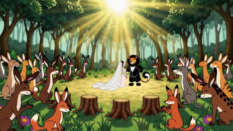 animal wedding in the forest