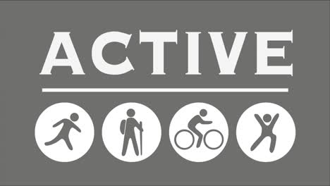 activity icons set with active word banner on top