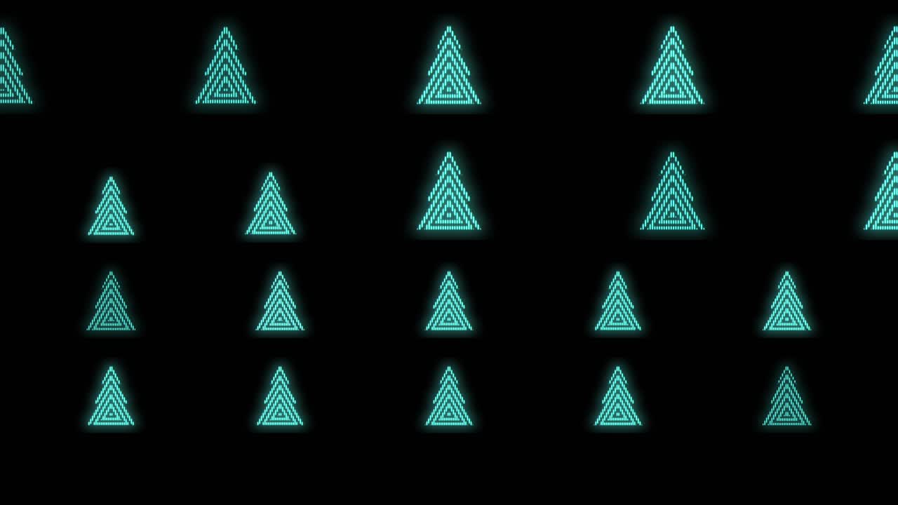 patrón de árboles de navidad verde neón pulsante en filas 8