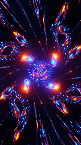 computer generated image of colorful spiral of lights. vertical looped animation