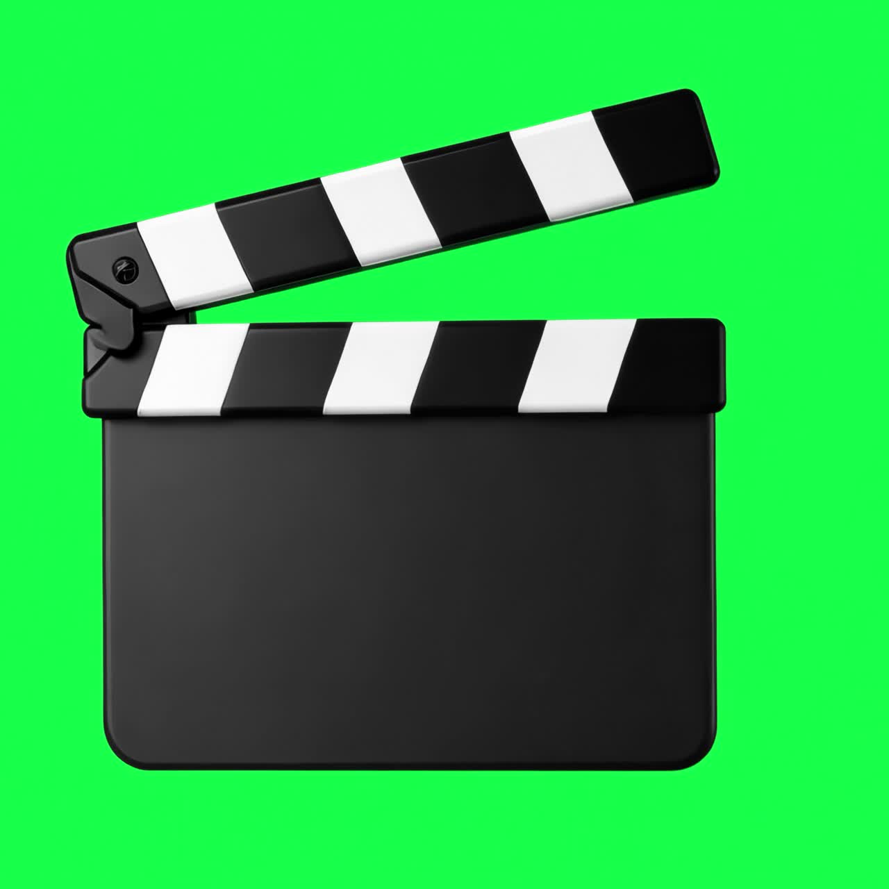 Ciak cinematografico su video 4K trasparente verde, schermo verde
