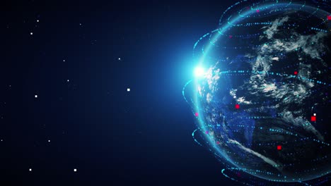 tierra 4k con líneas de conexión (de cerca) - en bucle - red internacional