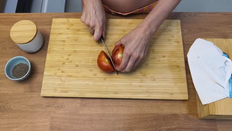 cutting a tomato