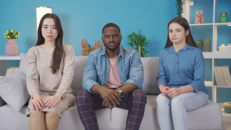 group of european asian and african youth looking at camera.