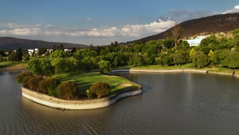 aerial view around a bay at the hacienda cantalagua golf course in contepec, mexico