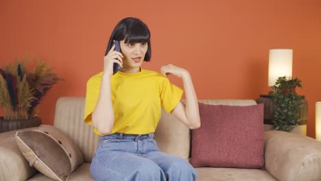 angry woman talking on the phone.