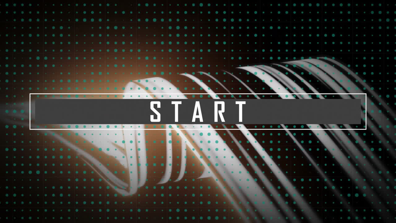 comenzar la animación de texto sobre formas geométricas abstractas y fondo punteado