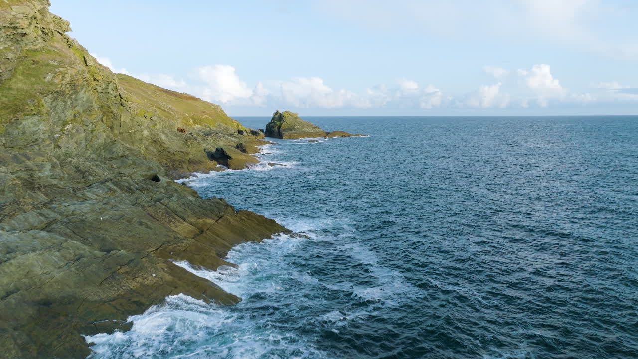 Coastal Landscape with Rocky Cliffs and Waves