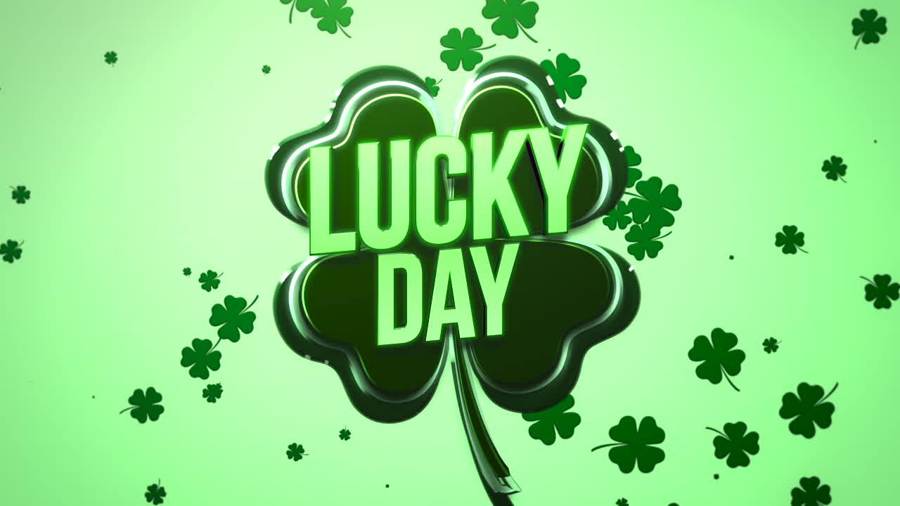 Lucky Day with fly shamrocks on green gradient