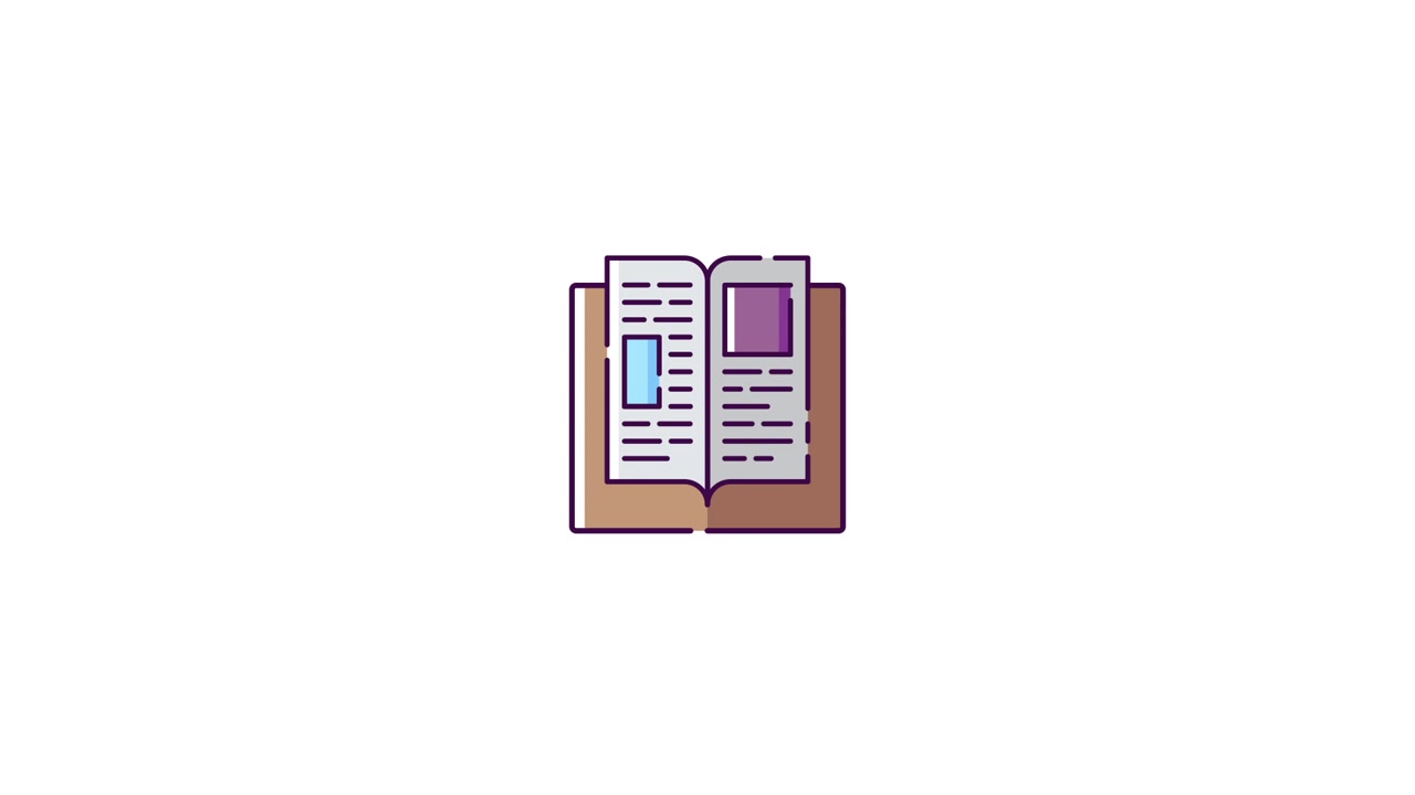 Animated Icon of an Open Book with Changing Content