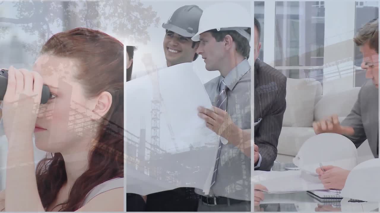 건설 현장에서 일하는 건축가들