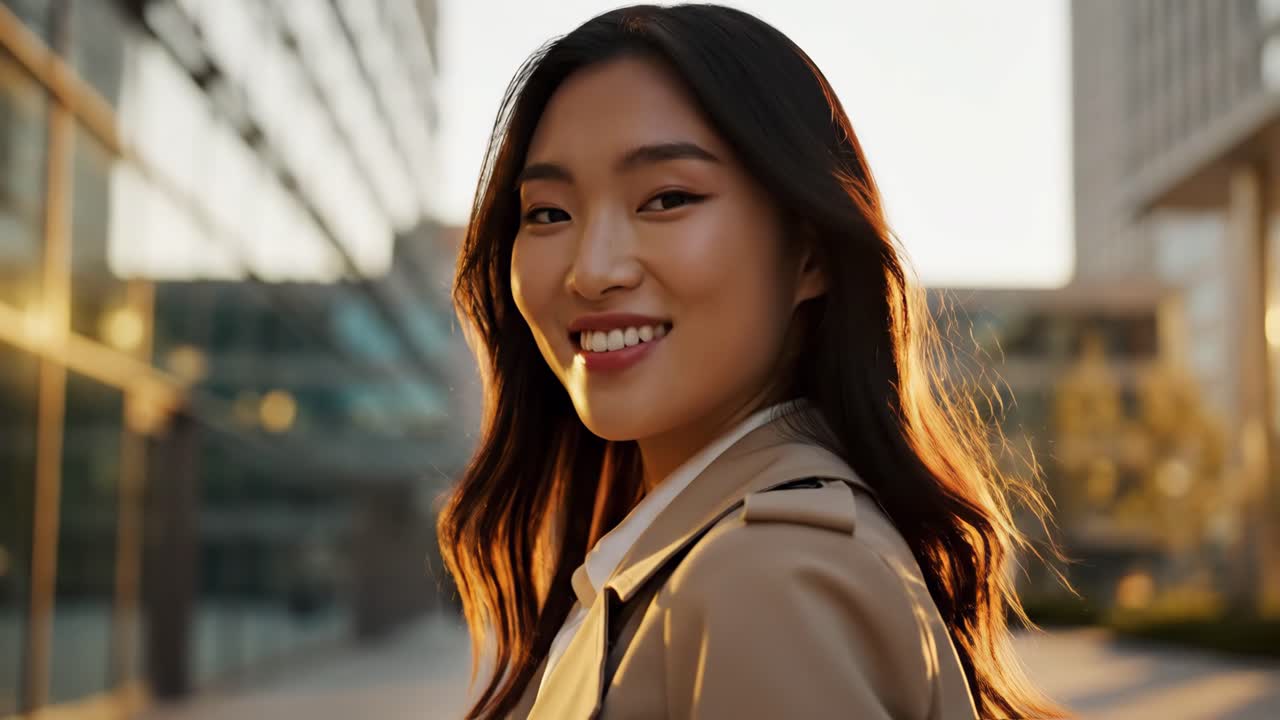 Asian woman in city