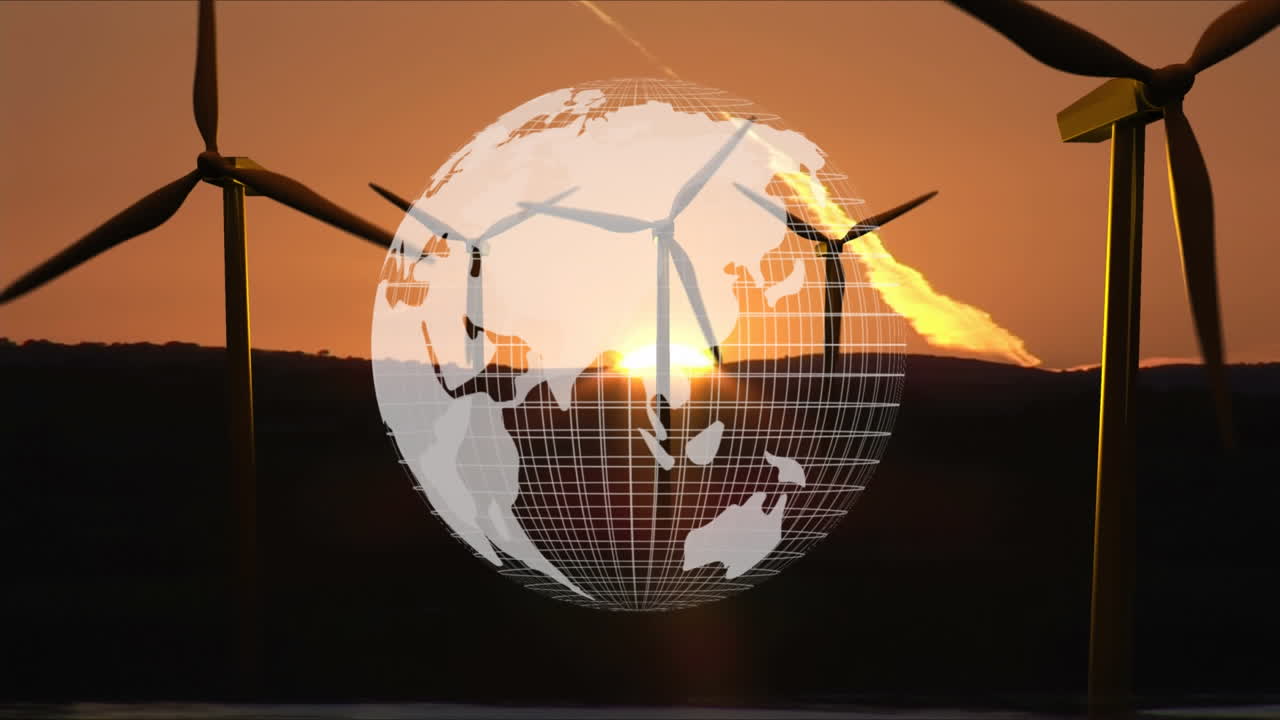 compuesto digital de tierra y molinos de viento