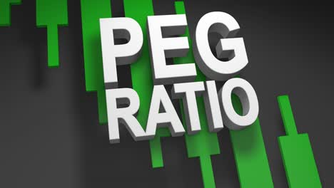 peg ratio price / earnings to growth 3d title animation for stock market