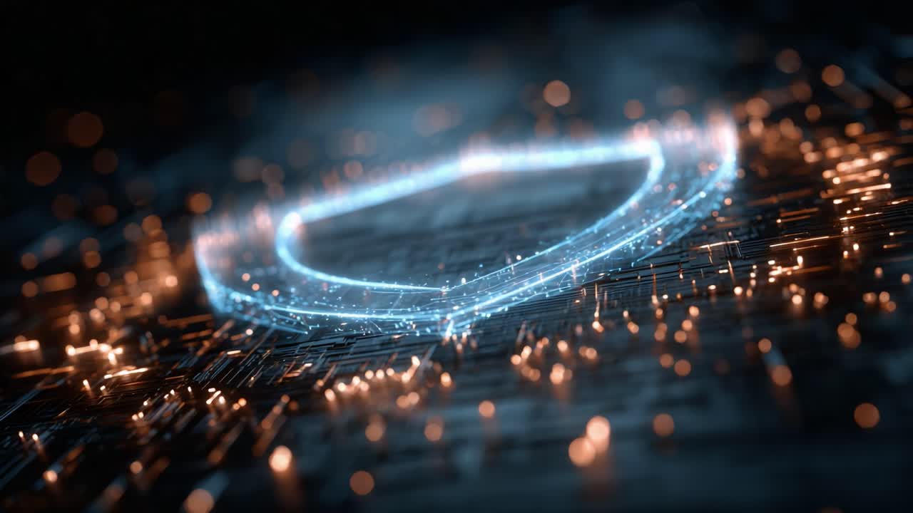A Futuristic Shield Animation Featuring Glowing Particles and Digital Elements in a Dark Setting, Symbolizing Security and Protection in a High-Tech Environment