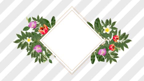 photo frame for copy space with decorative purple, red and white flowers