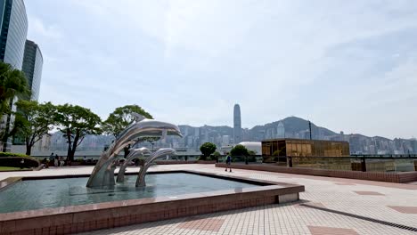 panoramic view of hong kong skyline and waterfront