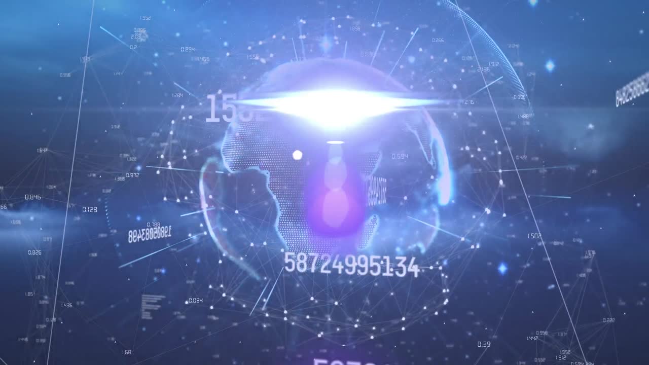 전 세계에 걸쳐 숫자 및 데이터 처리의 애니메이션