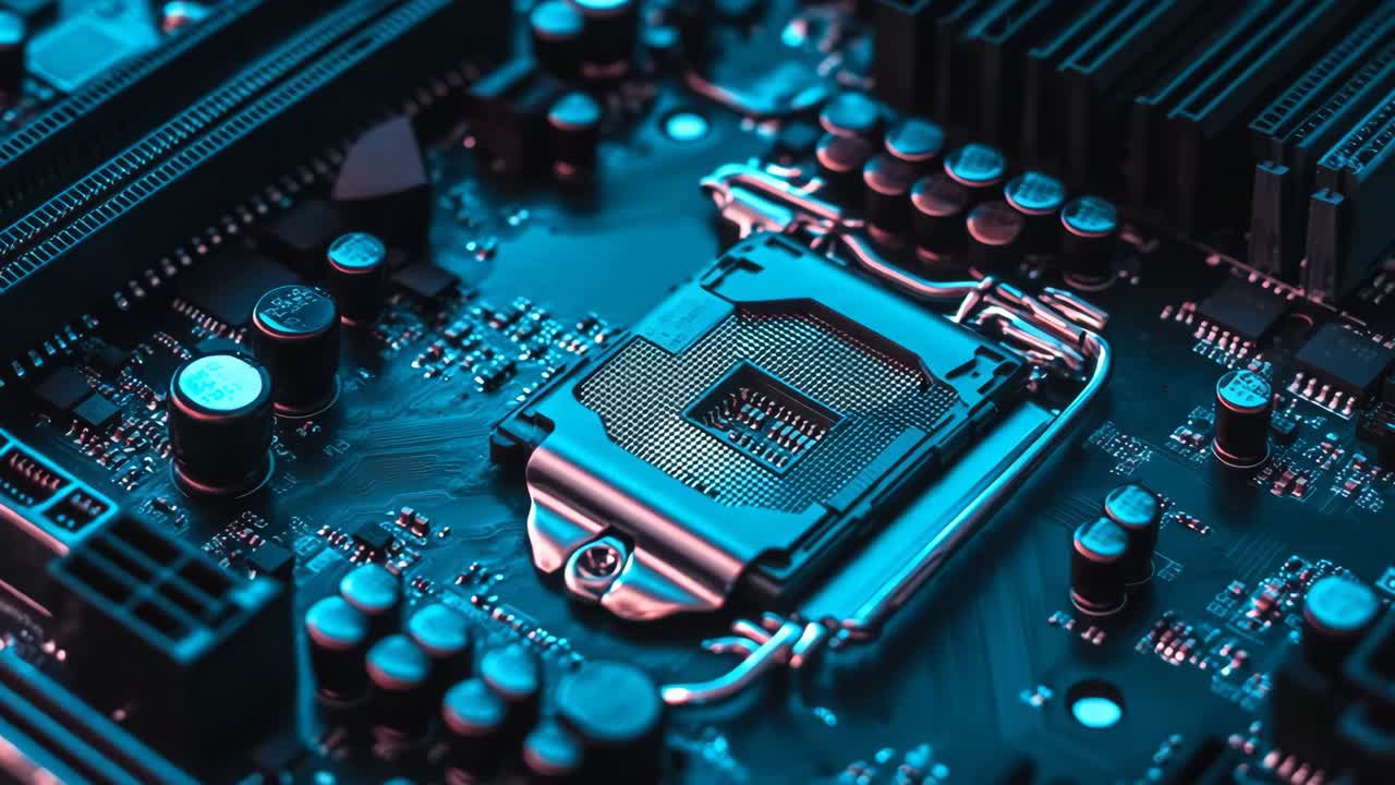 primer plano de una placa base de una computadora