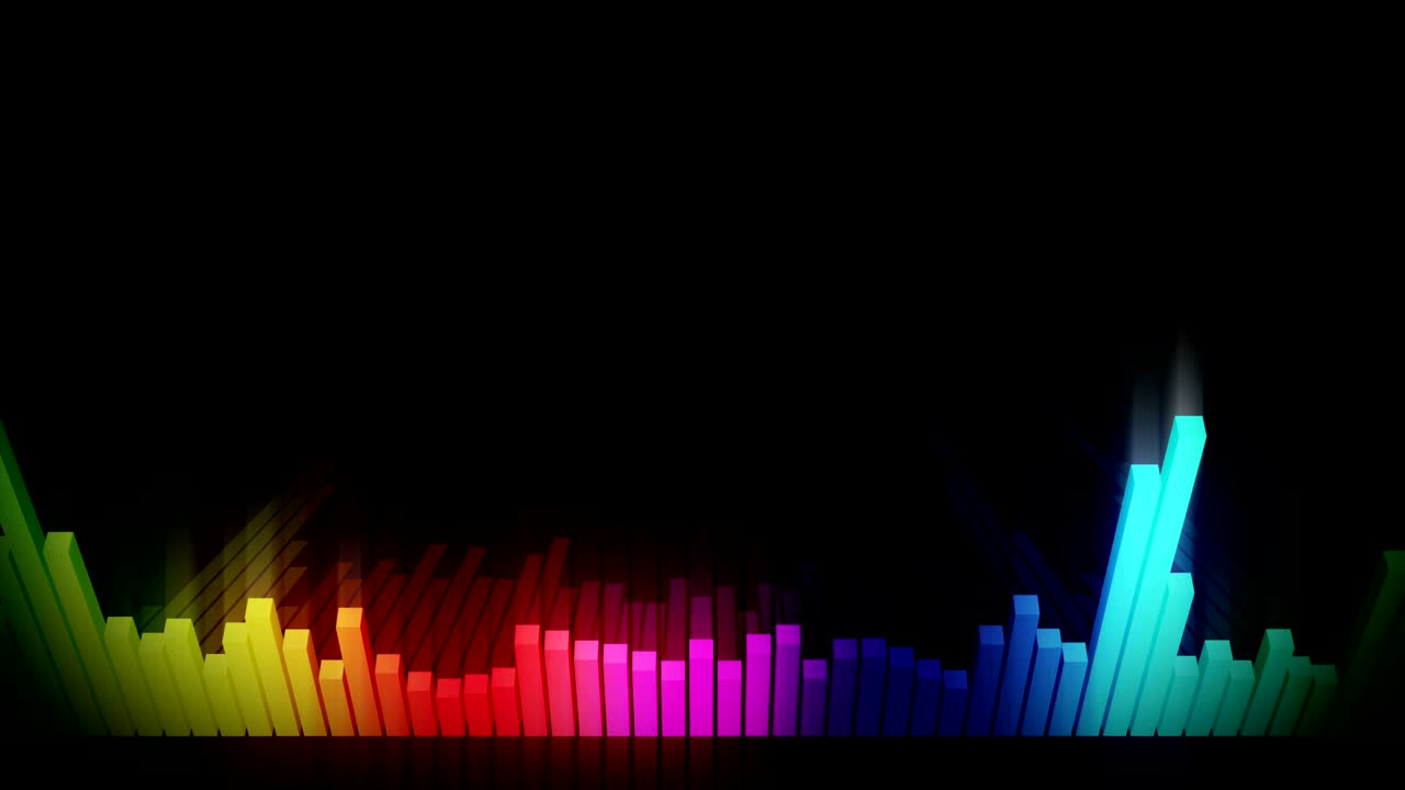 다채로운 오디오 파동 애니메이션, 이라이저의 사운드 파동, 스 뮤직 플레이어, 미래의 디지털 사운드 웨이브 컨셉, 루프 배경.