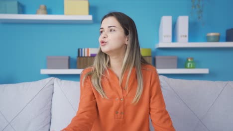 angry depressed young woman gets angry with herself and thinks she is wrong.