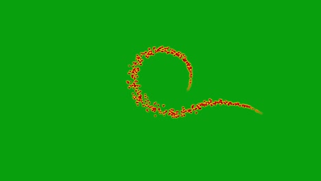 corazones moviéndose en un camino curvo con fondo de pantalla verde