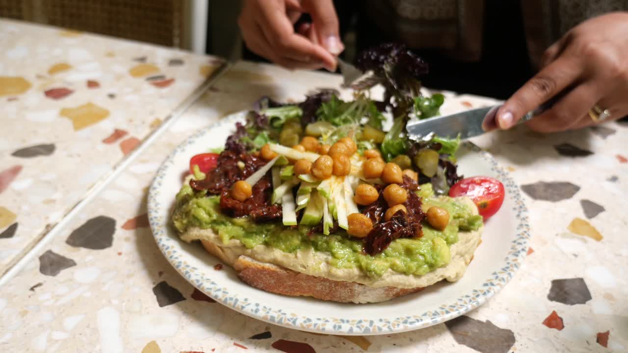 Avocado Toast with Chickpeas and Salad
