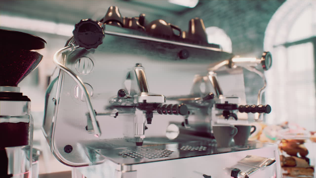 자동으로 작동하는 커피 머신의 클로즈업