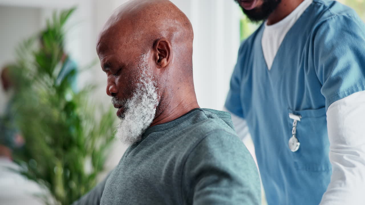 Senior man, physical therapy