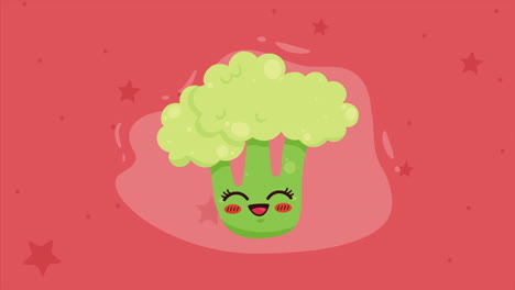 animación de personajes de verduras de brócoli fresco kawaii