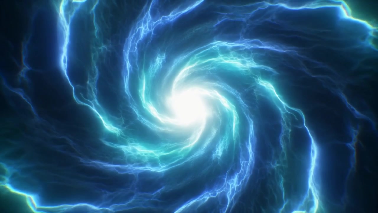 Abstract Glowing Blue Energy Vortex Swirling in Deep Space