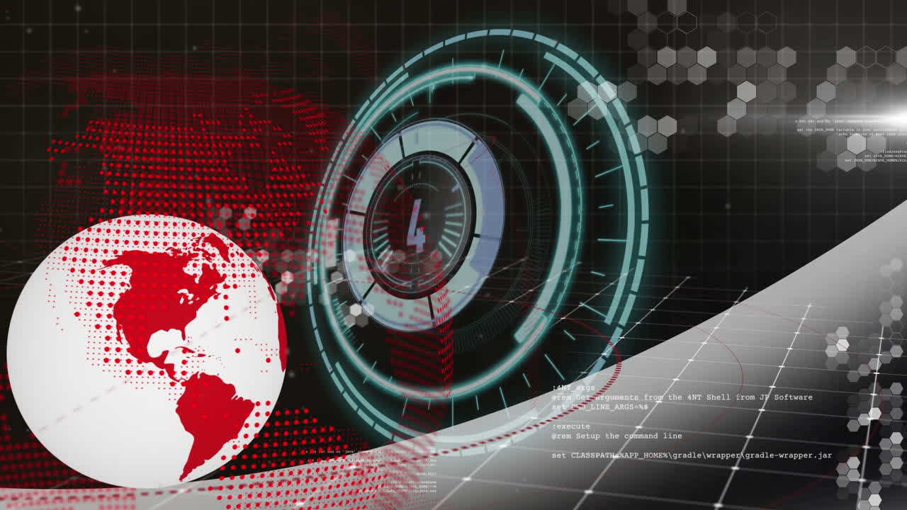 animación del conteo sobre el globo giratorio y los datos en fondo negro