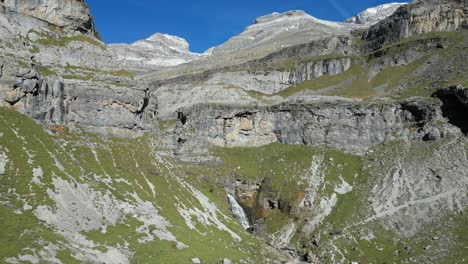 ordesa and monte perdido national park, mountain valley in pyrenees, north spain - aerial 4k