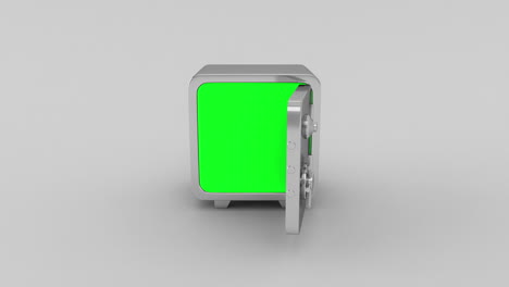 Opening-a-metal-safe-bank-box-with-green-screen-inside