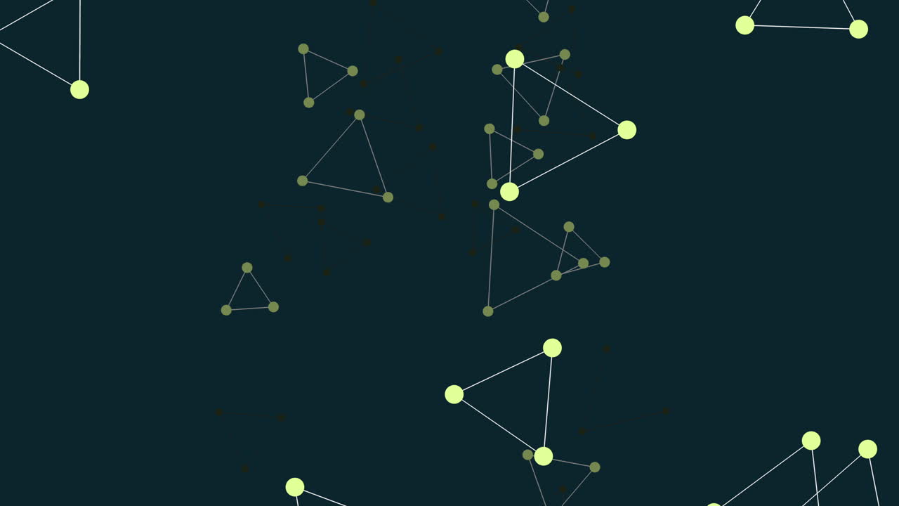 Connected dots in circular network on dark background