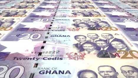 banknoten von zwanzig ghanaischen cedis von ghana, bargeld, schleife