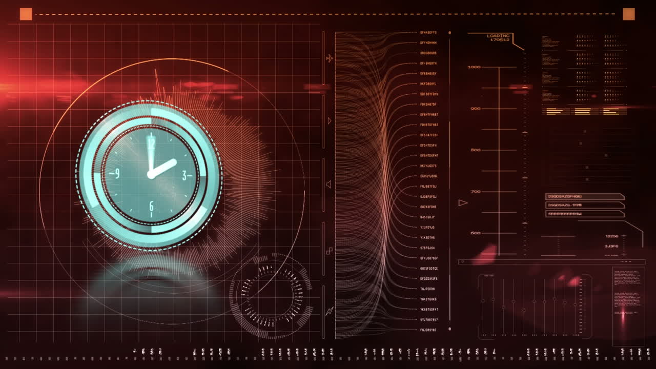 animación del reloj y el procesamiento de datos en pantalla