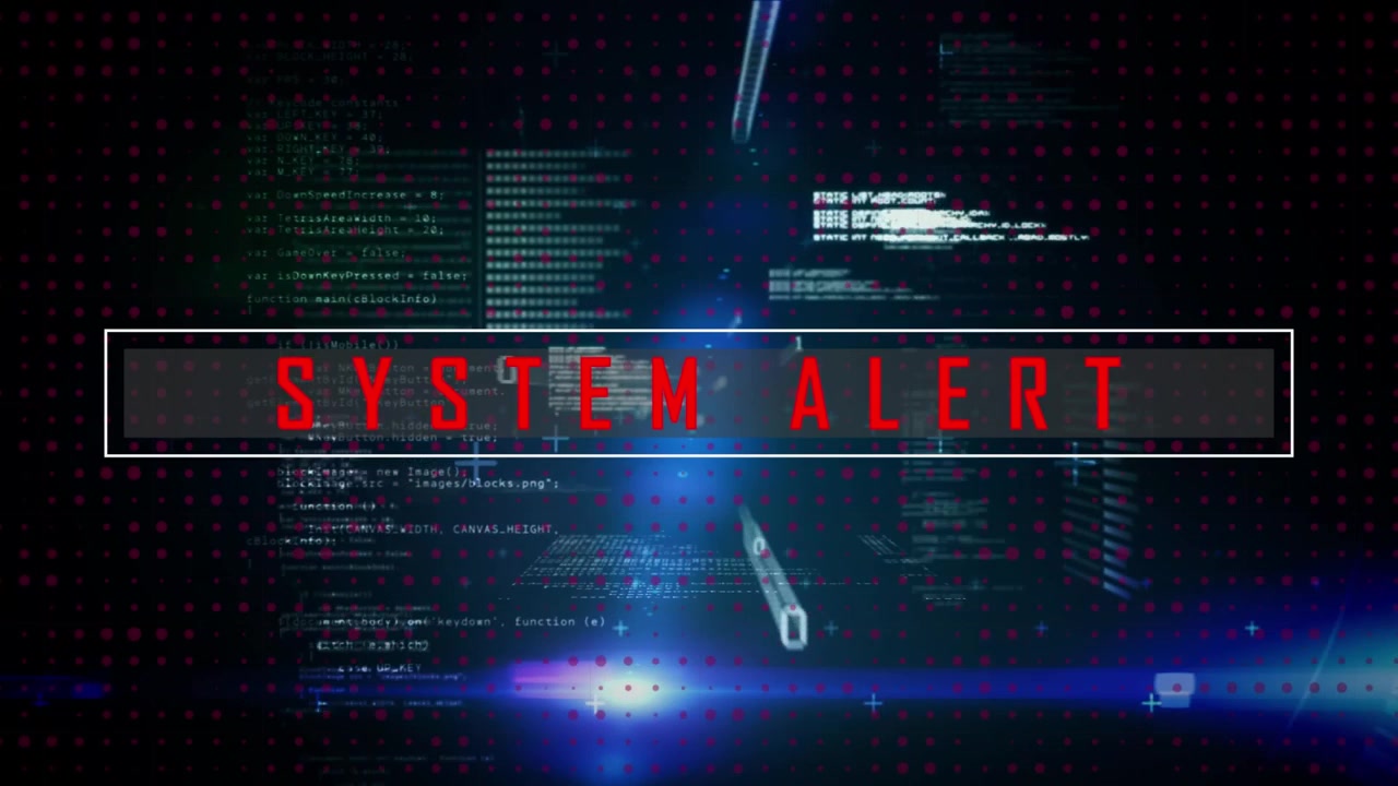 Digital video of system alert message with computer interface in background