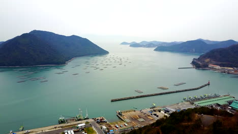 Toma-Aérea-De-Bizen-Hinase,-Okama,-Japón.