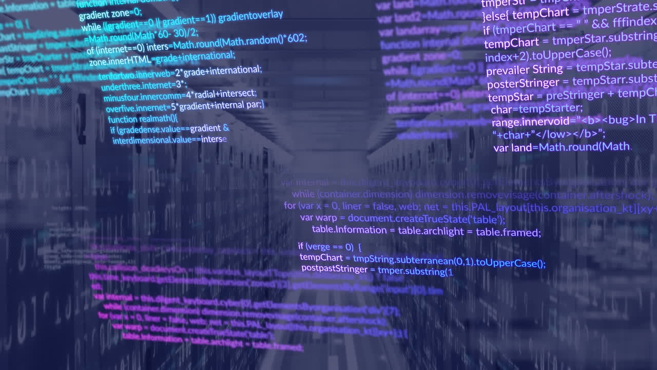 서버  ⁇ 에서 바이너리 코드와 함께 다채로운 컴퓨터 언어의 애니메이션