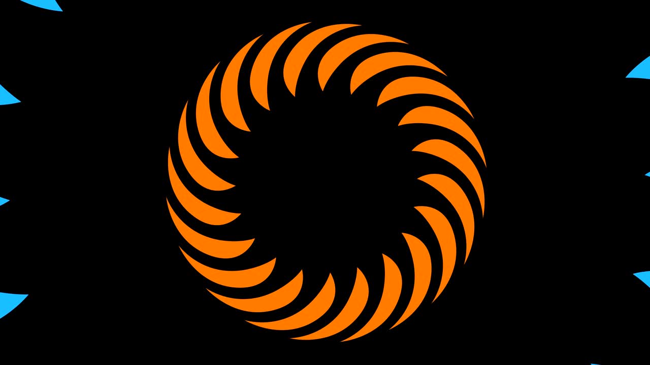 diseño gráfico que gira en el centro y aumenta el tamaño, para cubrir todo el fondo y desaparecer.