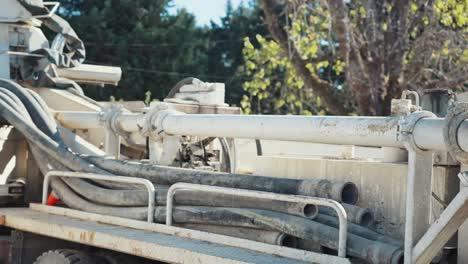 concrete pumping truck machine close up