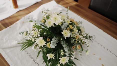 fresh floral arrangement on linen